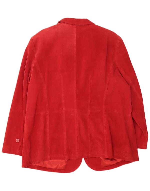 Vintage Womens 3 Button Suede Blazer Jacket UK 26 5XL Red Leather