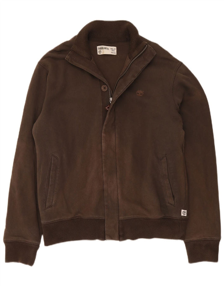 TIMBERLAND Mens Slim Fit Bomber Jacket UK 40 Large Brown Cotton