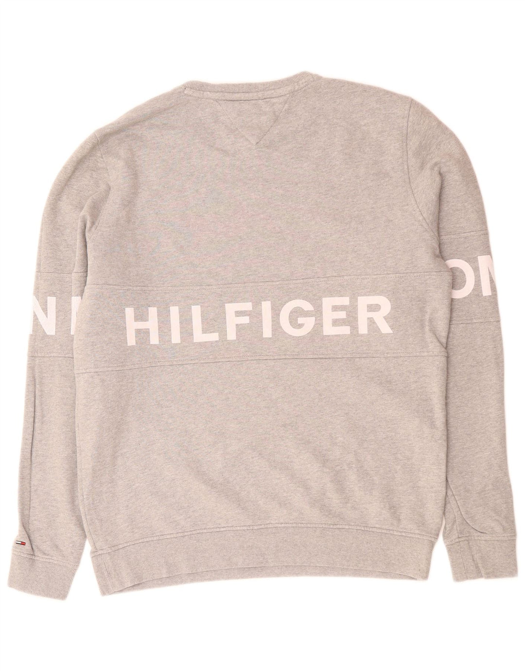 TOMMY HILFIGER Mens Graphic Sweatshirt Jumper XL Grey Cotton