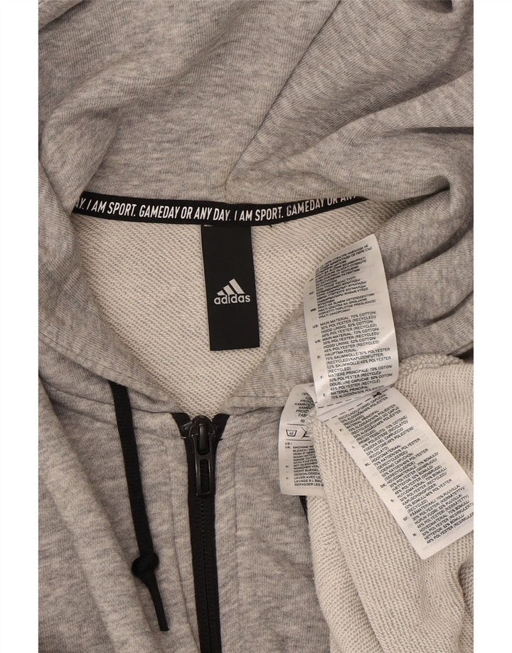ADIDAS Mens Zip Hoodie Sweater Small Grey Flecked Cotton