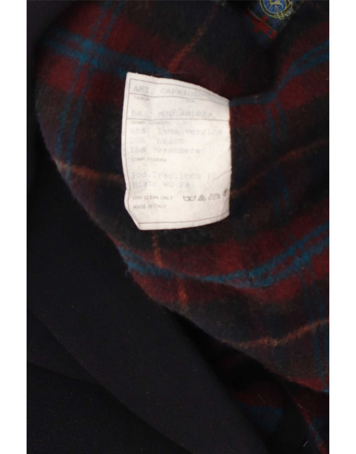 Vintage Mens Overcoat IT 56 3XL Navy Blue Wool