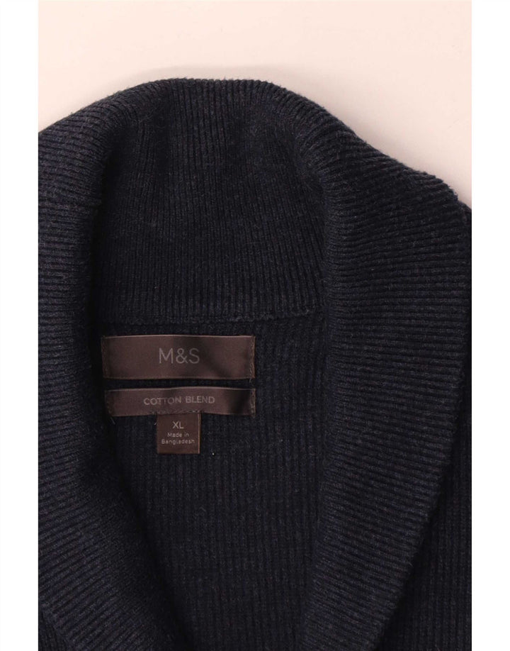 Marks & Spencer Mens Cardigan Sweater XL Navy Blue Cotton