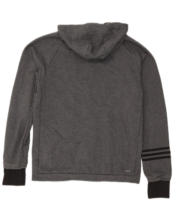 Adidas Mens Climalite Zip Hoodie Sweater Large Grey Colourblock Cotton