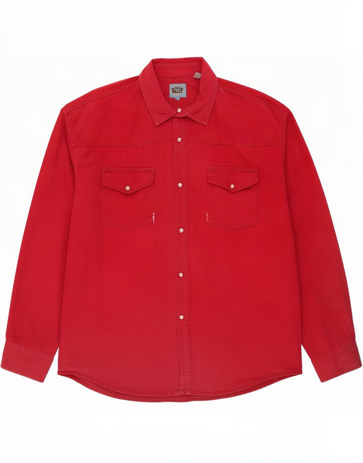 Vintage Mens Denim Shirt XL Red