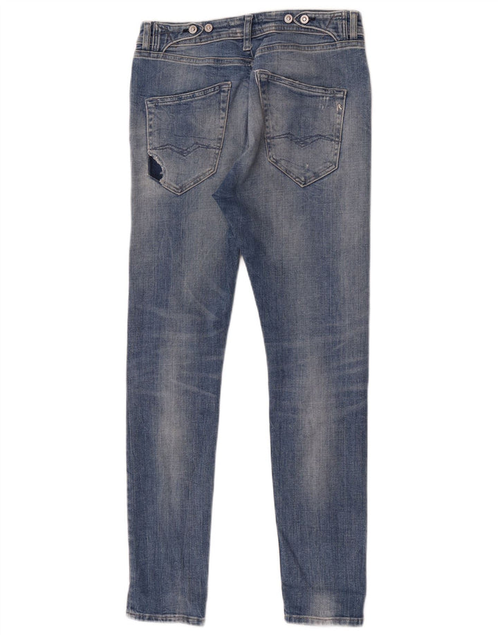 Replay Womens Distressed Skinny Jeans W29 L30 Blue