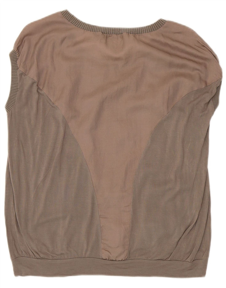 Trussardi Jeans Womens T-Shirt Top UK 10 Small Grey Colourblock