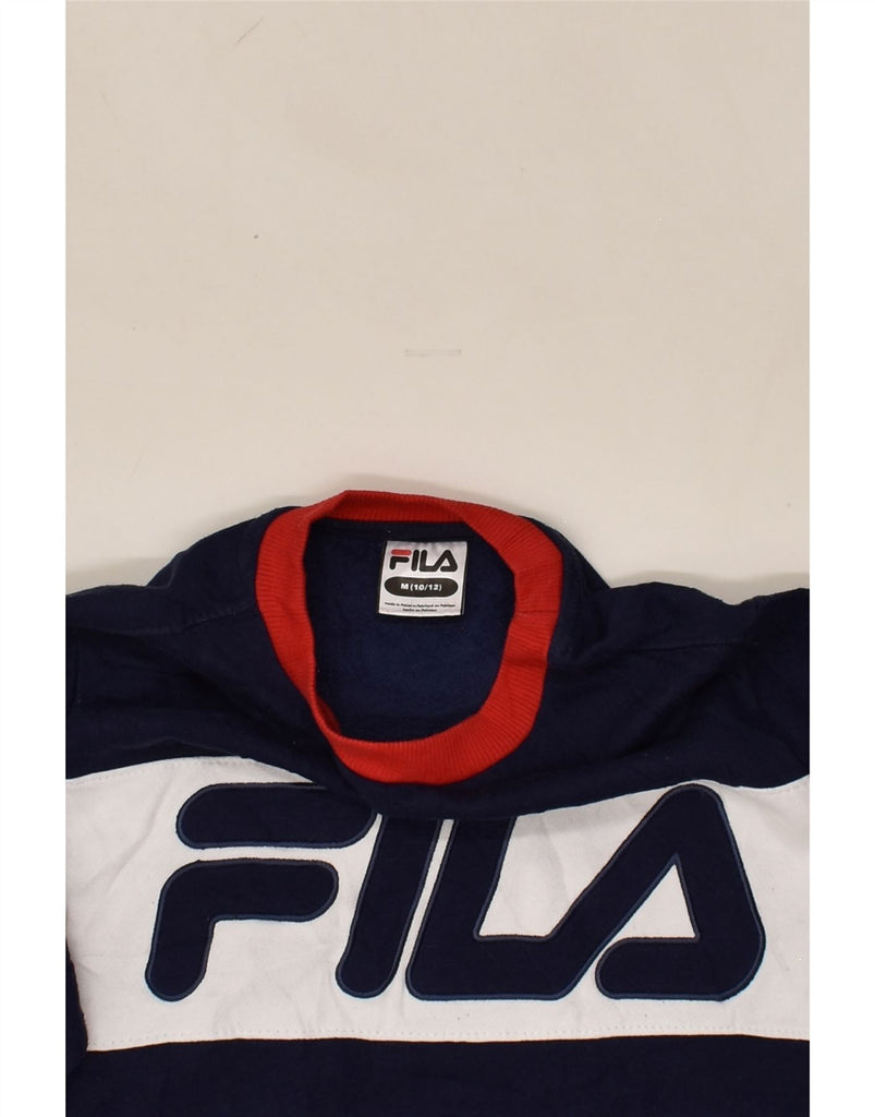 FILA Boys Graphic Sweatshirt Jumper 10-11 Years Medium Navy Blue Cotton | Vintage Fila | Thrift | Second-Hand Fila | Used Clothing | Messina Hembry 