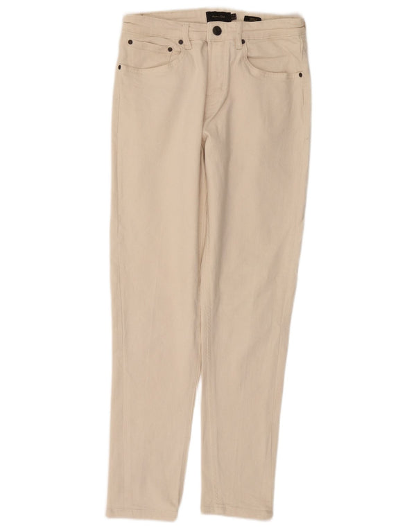 Massimo Dutti Mens Tapered Jeans EU 38 Small W30 L29 Beige Cotton