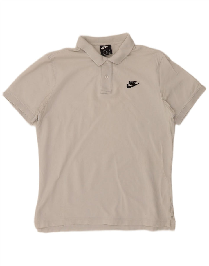 NIKE Mens Polo Shirt Medium White Cotton