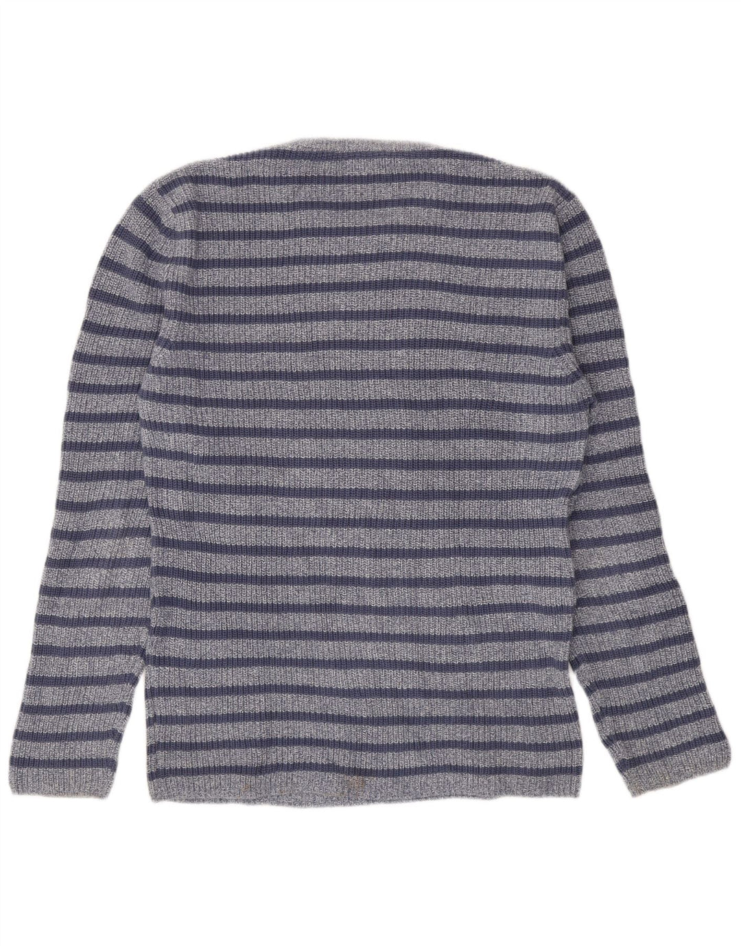 Zara Mens Crew Neck Jumper Sweater Large Blue Striped Cotton