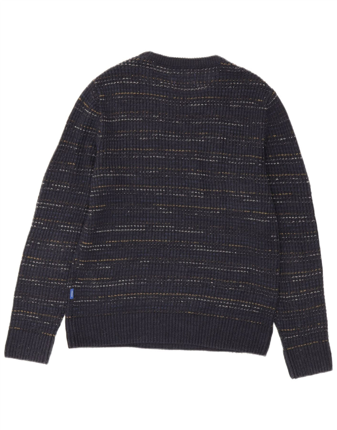Jack & Jones Mens Boat Neck Jumper Sweater Medium Navy Blue Pinstripe