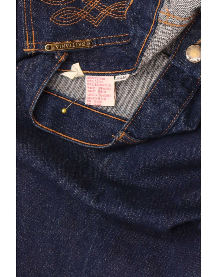 Vintage Womens Straight Jeans W34 L32 Navy Blue Cotton