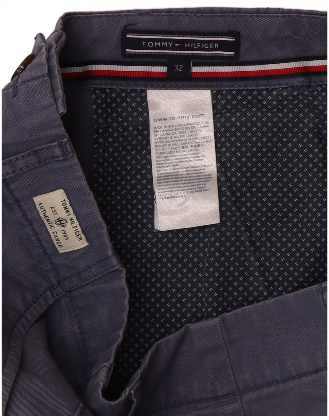 Tommy Hilfiger Mens Cargo Shorts W32 Medium Blue Cotton