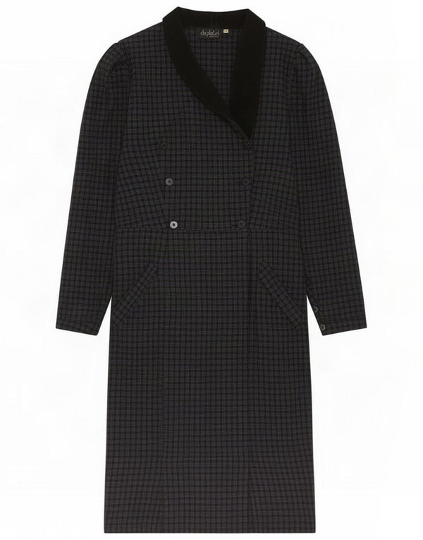 Vintage Womens Long Sleeve Shirt Dress IT 44 Medium Grey Check