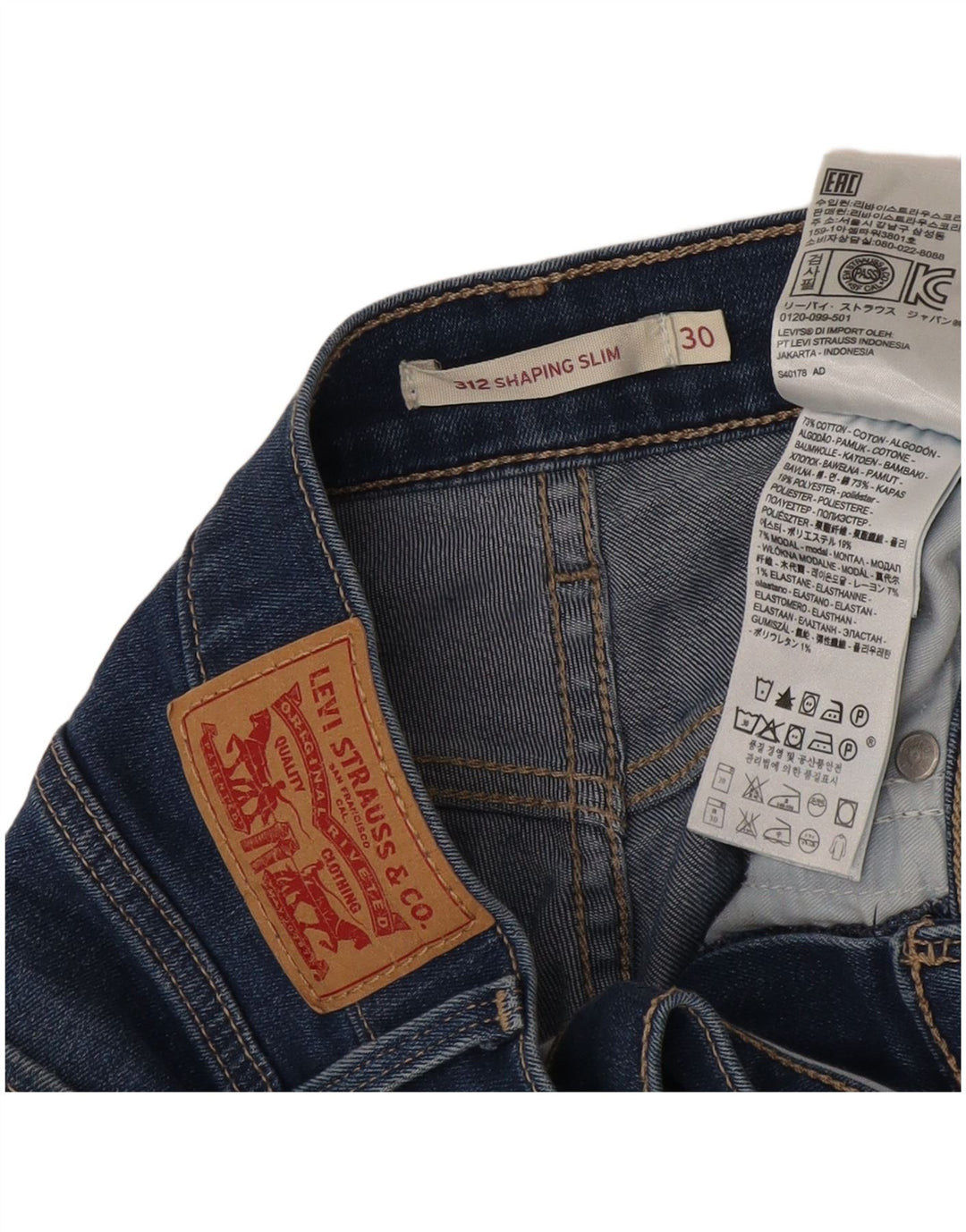 Levi's Womens 312 Denim Shorts W30 Medium Blue Cotton