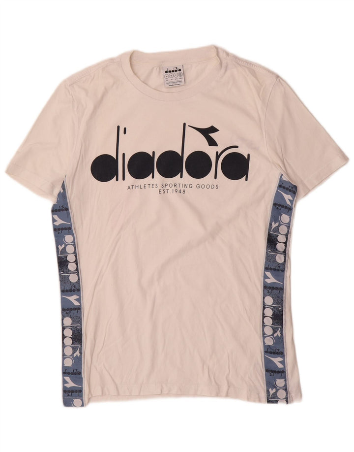 Diadora Mens Graphic T-Shirt Top Medium White Colourblock Cotton