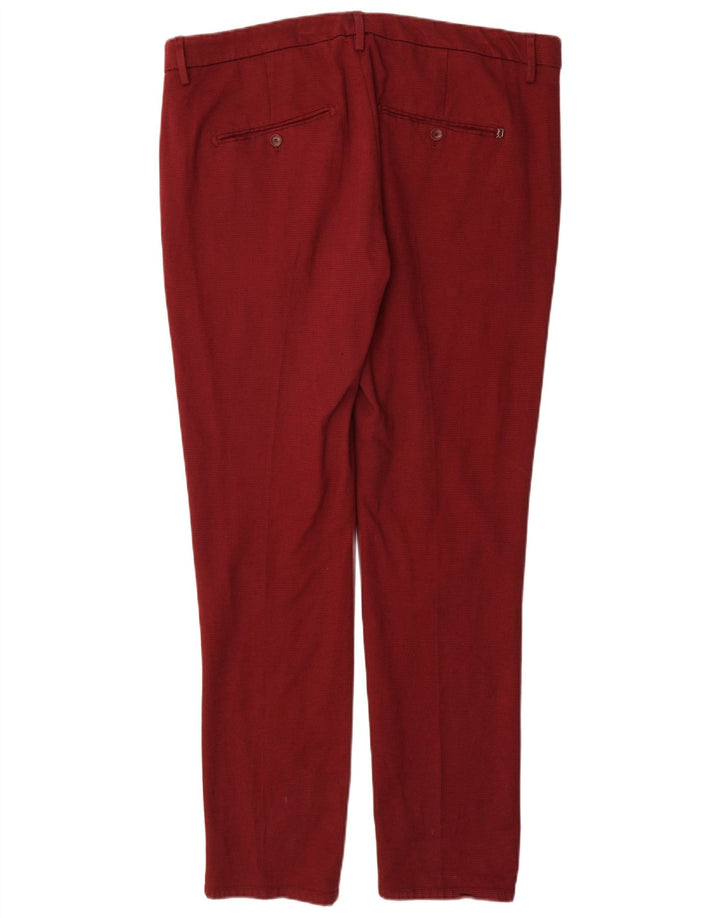 Dondup Mens Slim Chino Trousers W38 L32 Maroon Cotton