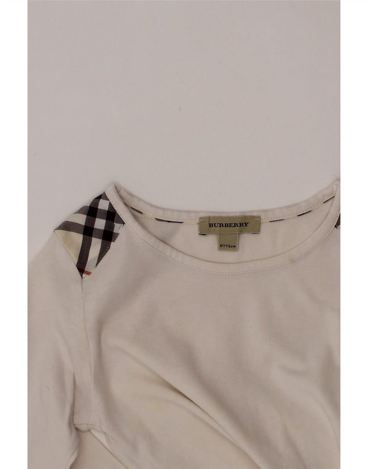 BURBERRY Girls Top Long Sleeve 5-6 Years White Check