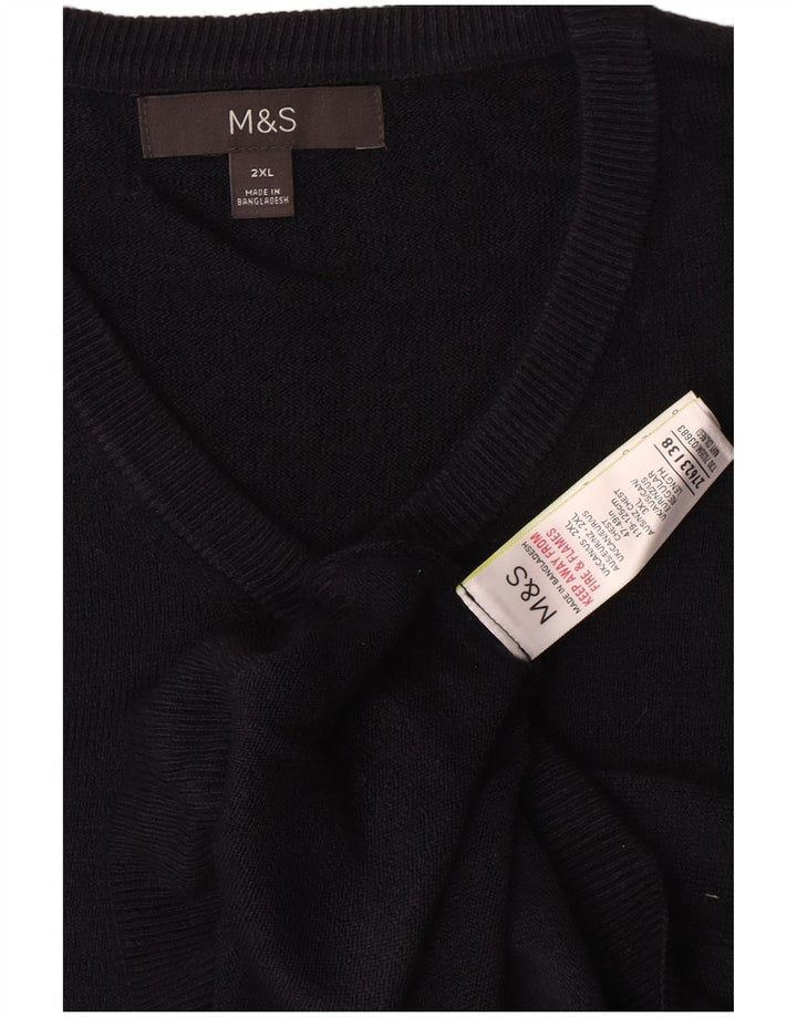 Marks & Spencer Mens V-Neck Jumper Sweater 2XL Black Acrylic