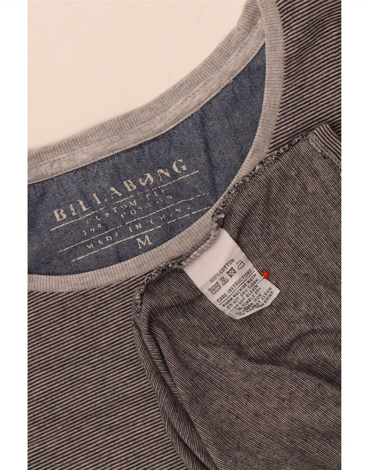 Billabong Mens Custom Fit T-Shirt Top Medium Grey Pinstripe Cotton