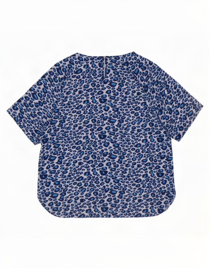 Marks & Spencer Womens Blouse Top UK 16 Large Blue Animal Print Polyester