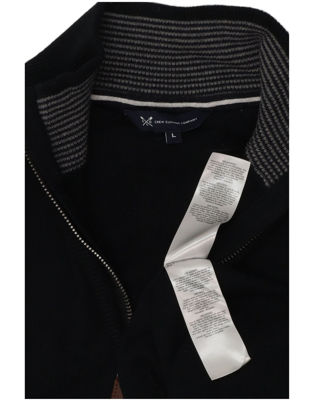 Crew Clothing Mens Zip Neck Jumper Sweater Large Navy Blue Cotton