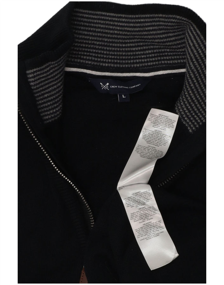 Crew Clothing Mens Zip Neck Jumper Sweater Large Navy Blue Cotton