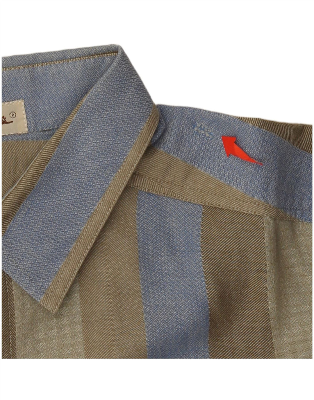 VINTAGE Mens Shirt Size 40 Medium Khaki Striped