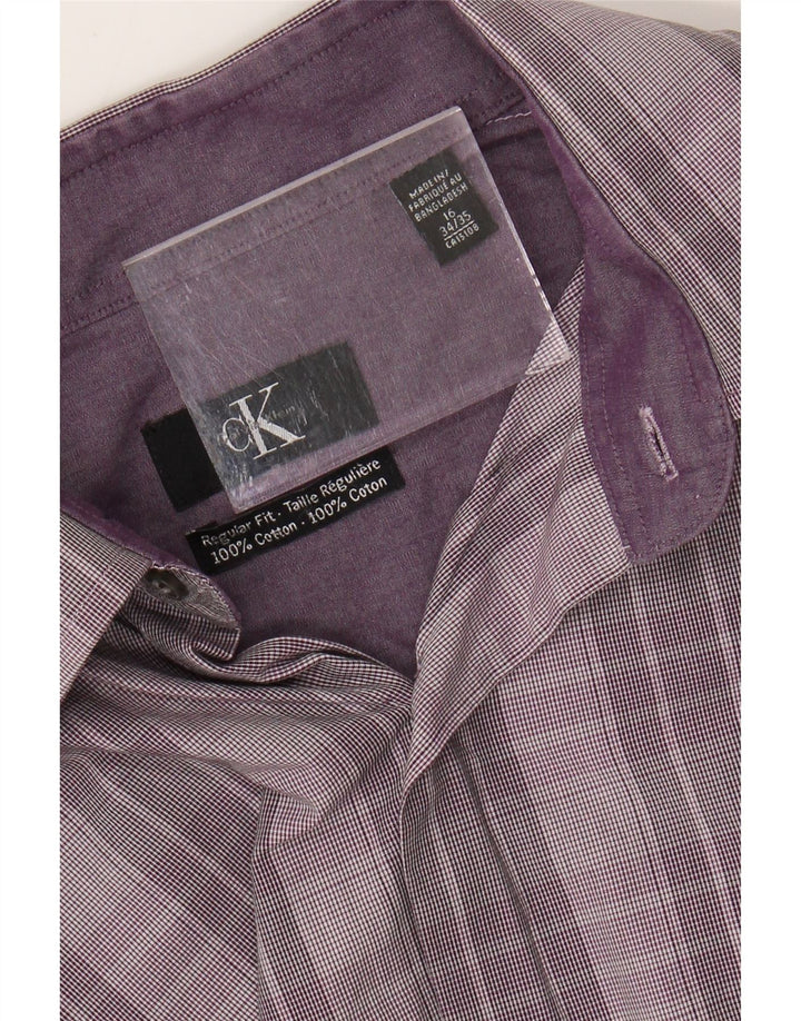 CALVIN KLEIN Mens Regular Fit Shirt Size 16 Large Purple Check Cotton