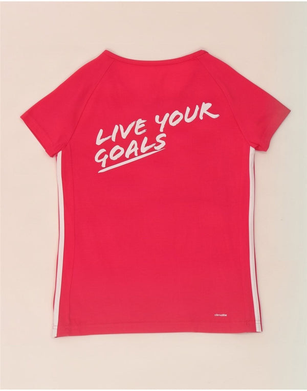 Adidas Girls Climalite Graphic T-Shirt Top 13-14 Years Pink Cotton