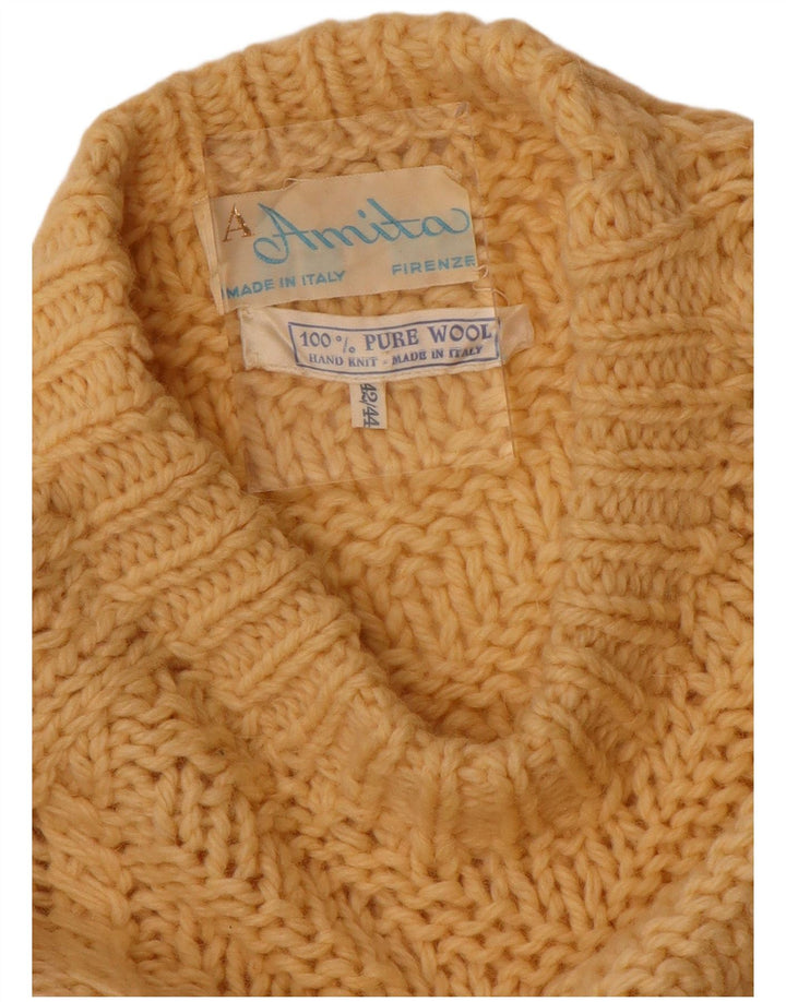 Vintage Womens Crew Neck Jumper Sweater IT 42/44 Medium Beige Wool