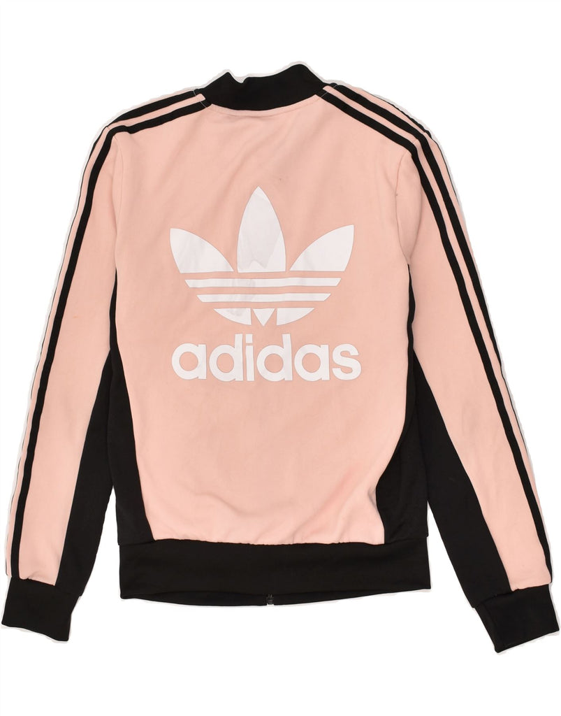 ADIDAS Womens Graphic Tracksuit Top Jacket UK 6 XS Pink Colourblock | Vintage Adidas | Thrift | Second-Hand Adidas | Used Clothing | Messina Hembry 