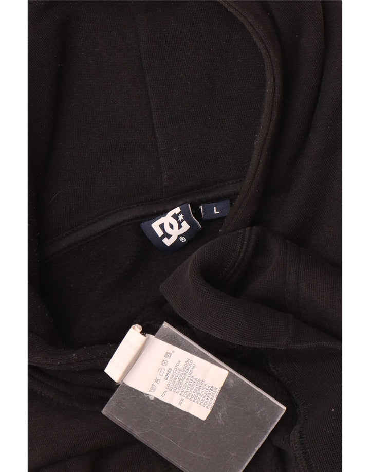 DC Mens Graphic Hoodie Jumper Large Black Cotton