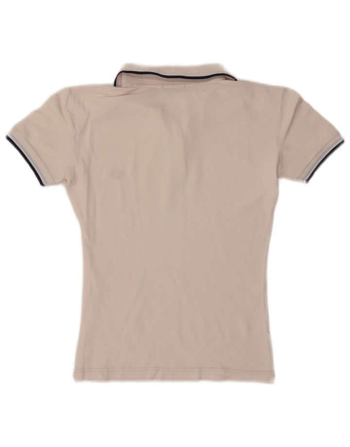 Fred Perry Womens Polo Shirt UK 14 Large White Striped