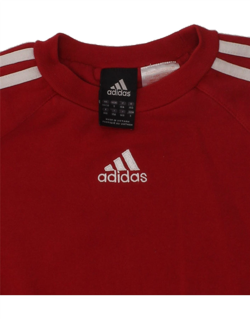 ADIDAS Boys Sweatshirt Jumper 9-10 Years Red Cotton | Vintage Adidas | Thrift | Second-Hand Adidas | Used Clothing | Messina Hembry 