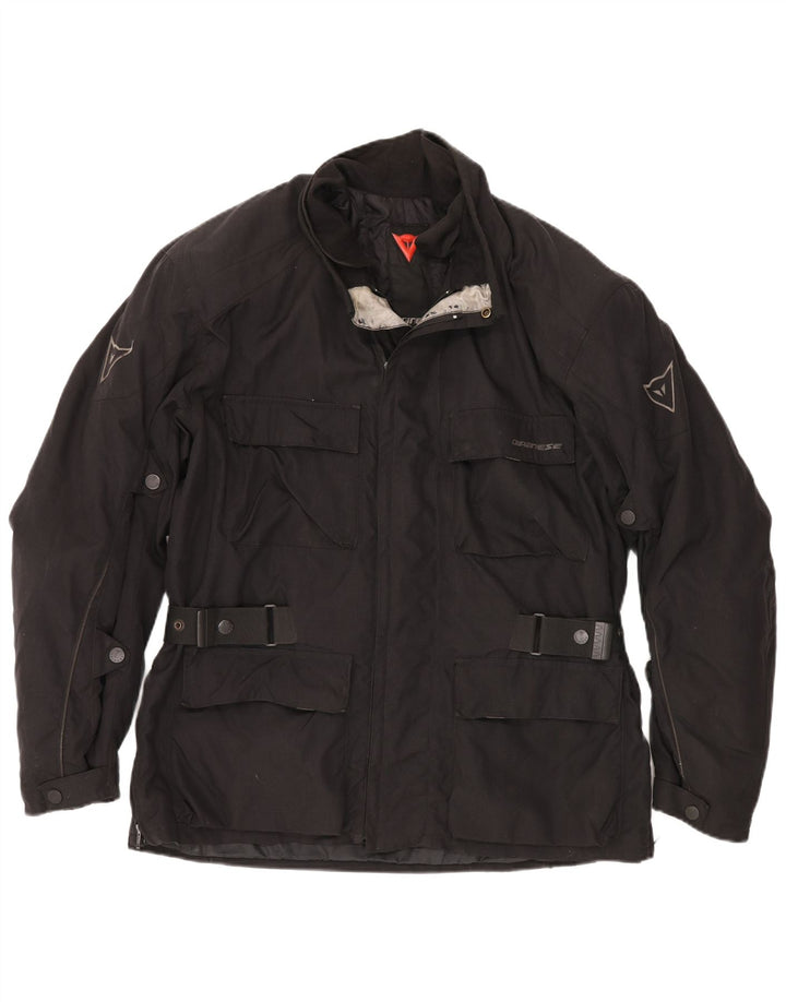DAINESE Mens Graphic Biker Jacket EU 54 Large Black Nylon