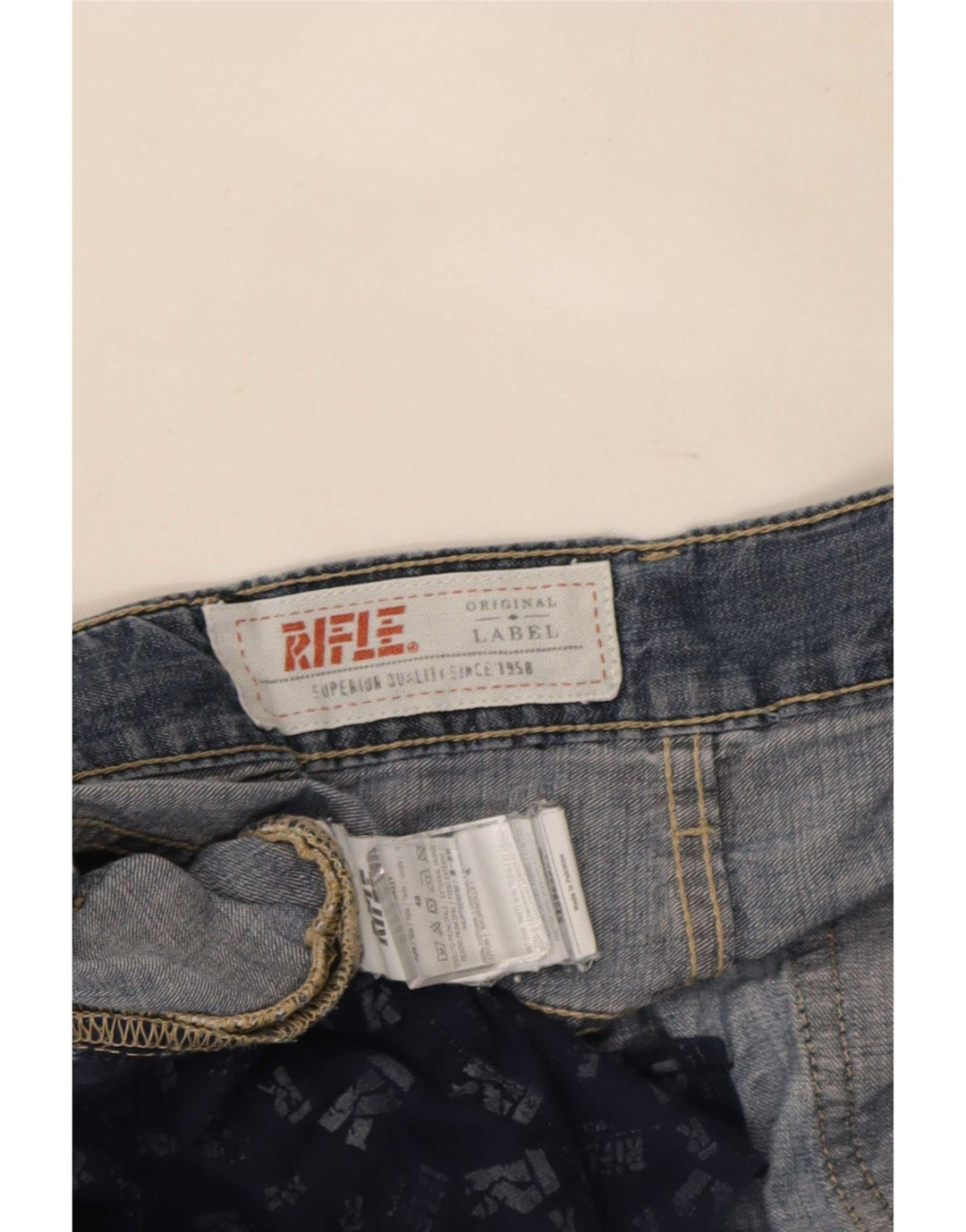 Rifle Mens Straight Jeans IT 48 Medium W34 L34 Blue Cotton