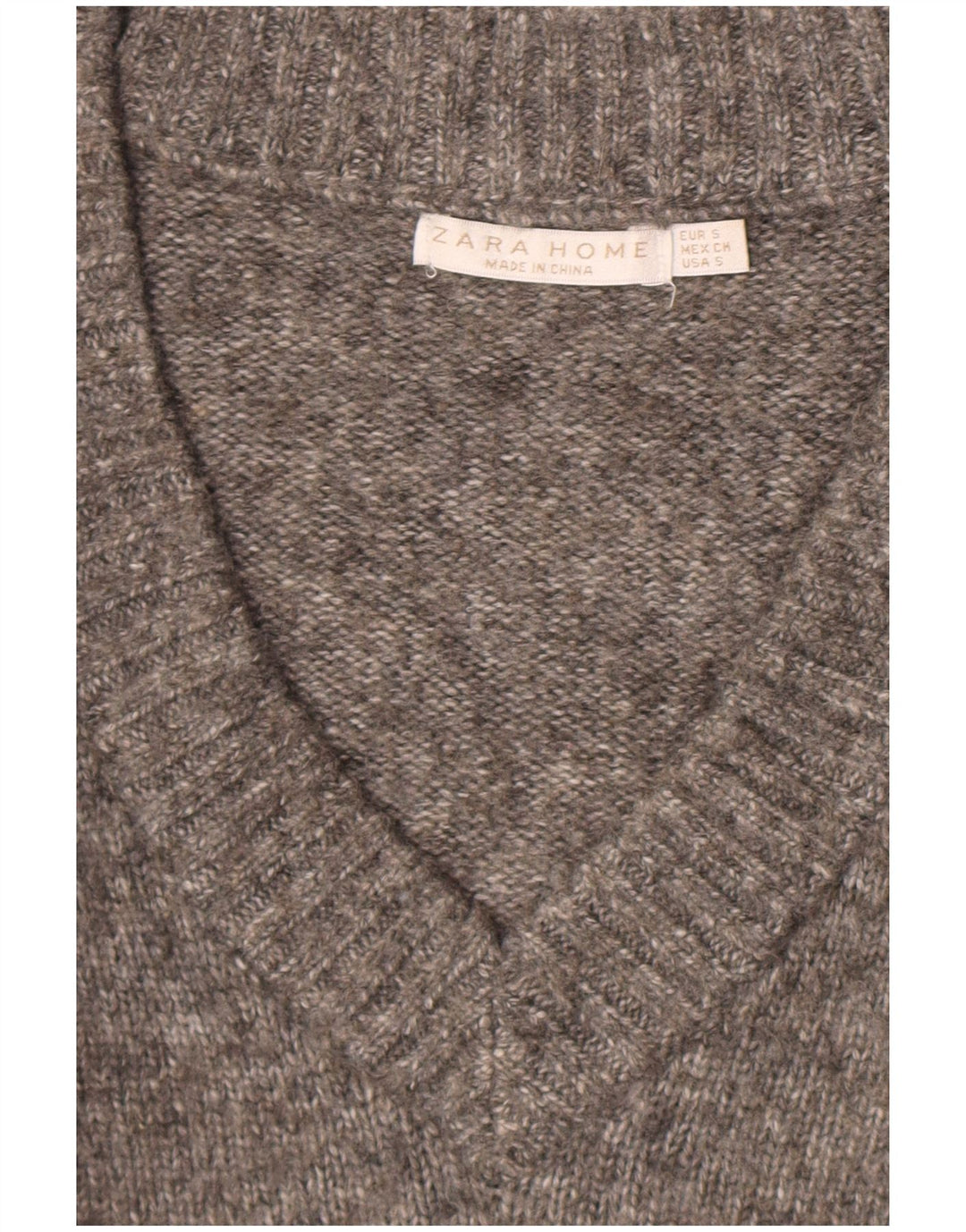 Zara Womens Oversized V-Neck Jumper Sweater UK 10 Small Grey Flecked