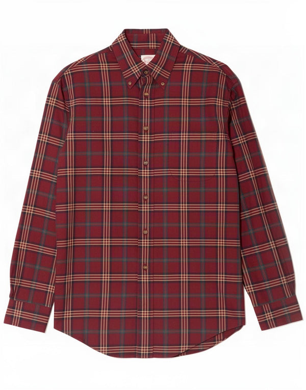 Brooks Brothers Mens Madison Flannel Shirt Small Red Plaid Cotton