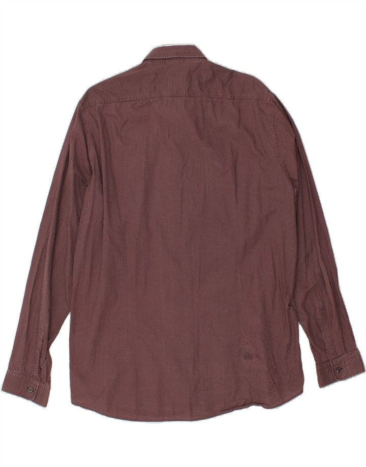 HUGO BOSS Mens Shirt Large Burgundy Polka Dot Cotton Vintage Hugo Boss and Second-Hand Hugo Boss from Messina Hembry 
