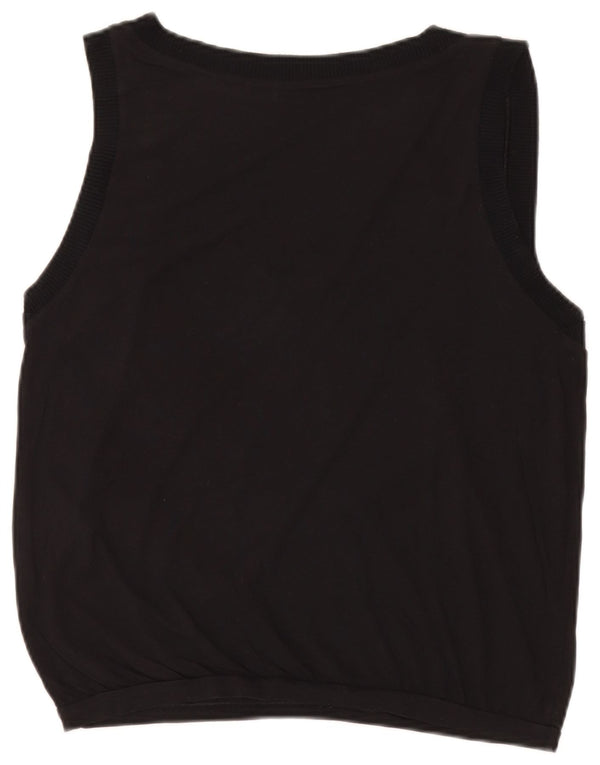 Benetton Womens Vest Top UK 16 Large Black Cotton