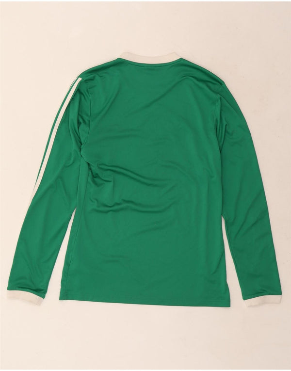 Adidas Mens Top Long Sleeve Small Green Striped Polyester