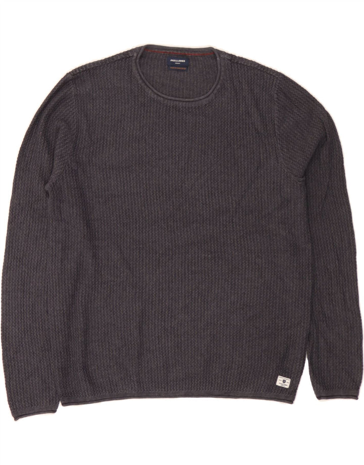 JACK & JONES Mens Crew Neck Jumper Sweater XL Grey Cotton Vintage Jack & Jones and Second-Hand Jack & Jones from Messina Hembry 