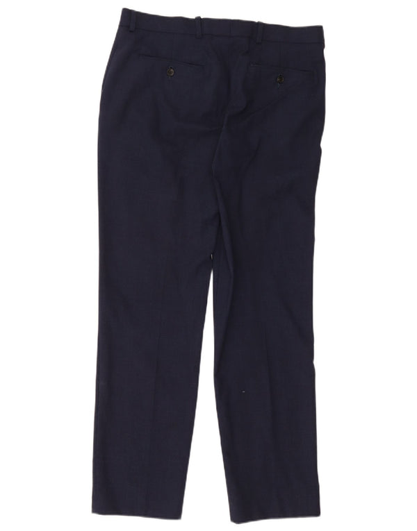 Marks & Spencer Mens Slim Suit Trousers W32 L31 Navy Blue Wool