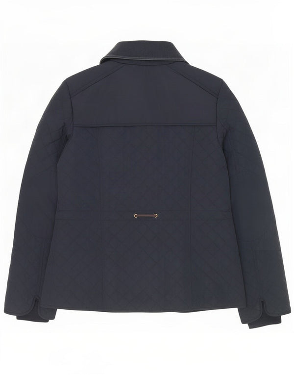 Laura Ashley Womens Quilted Jacket UK 14 Large Navy Blue Polyester
