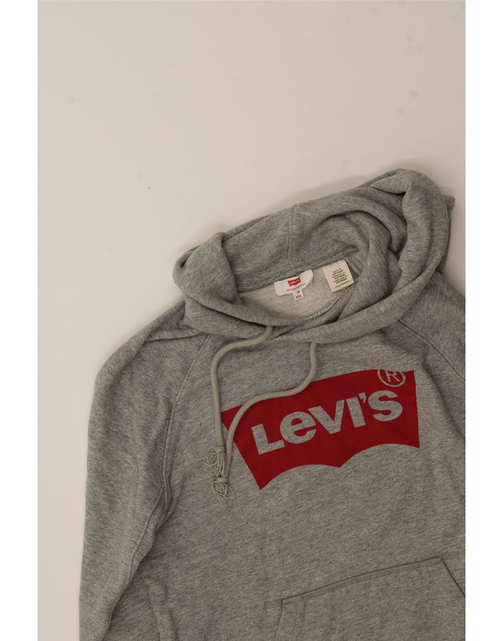 LEVI'S Womens Oversized Graphic Hoodie Jumper UK 2 2XS Grey Cotton Vintage Levi's and Second-Hand Levi's from Messina Hembry 
