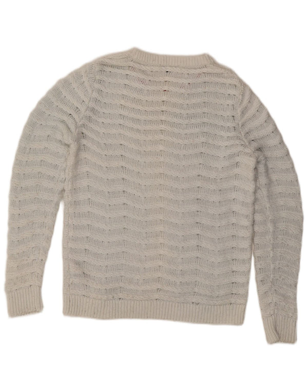 TOMMY HILFIGER Womens Boat Neck Jumper Sweater UK 14 Large White Cotton