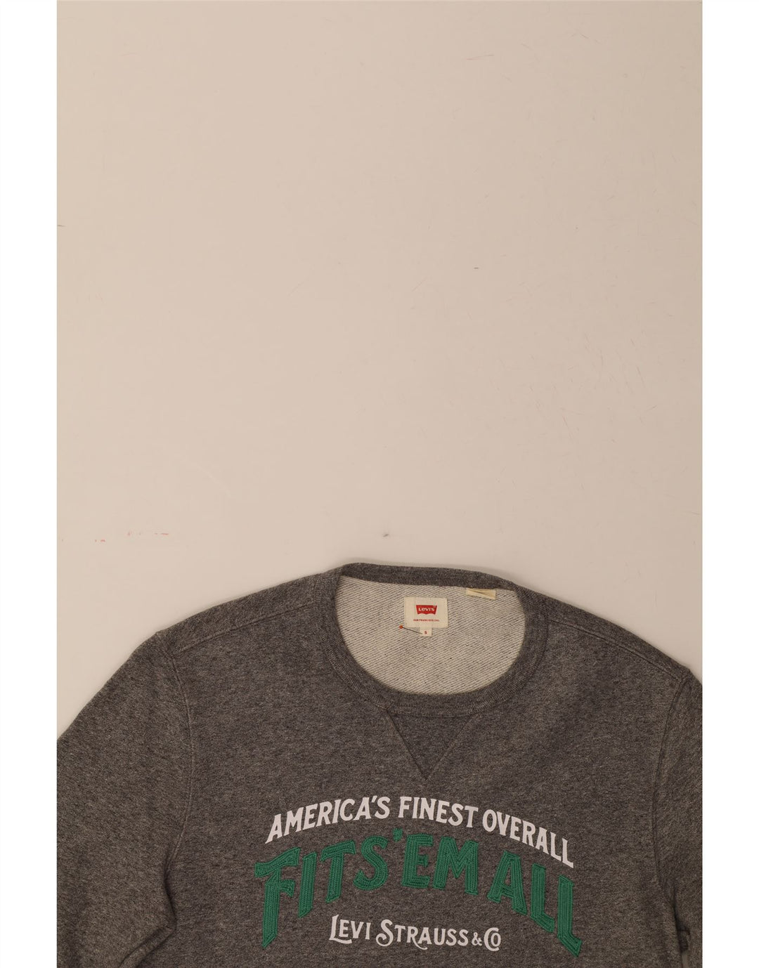 LEVI'S Mens Graphic Sweatshirt Jumper Small Grey Cotton Vintage Levi's and Second-Hand Levi's from Messina Hembry 