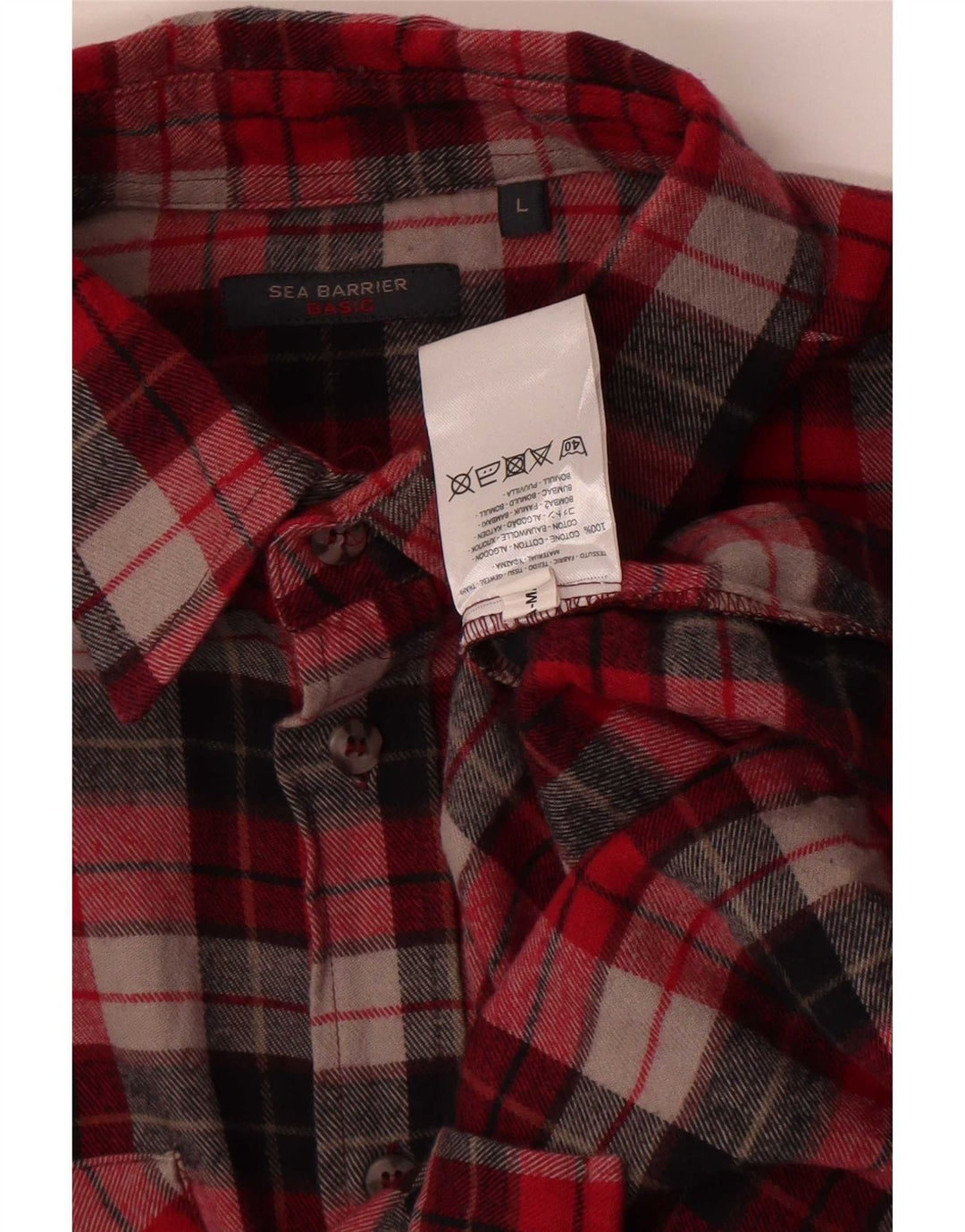 Sea Barrier Mens Flannel Shirt Large Red Check Cotton