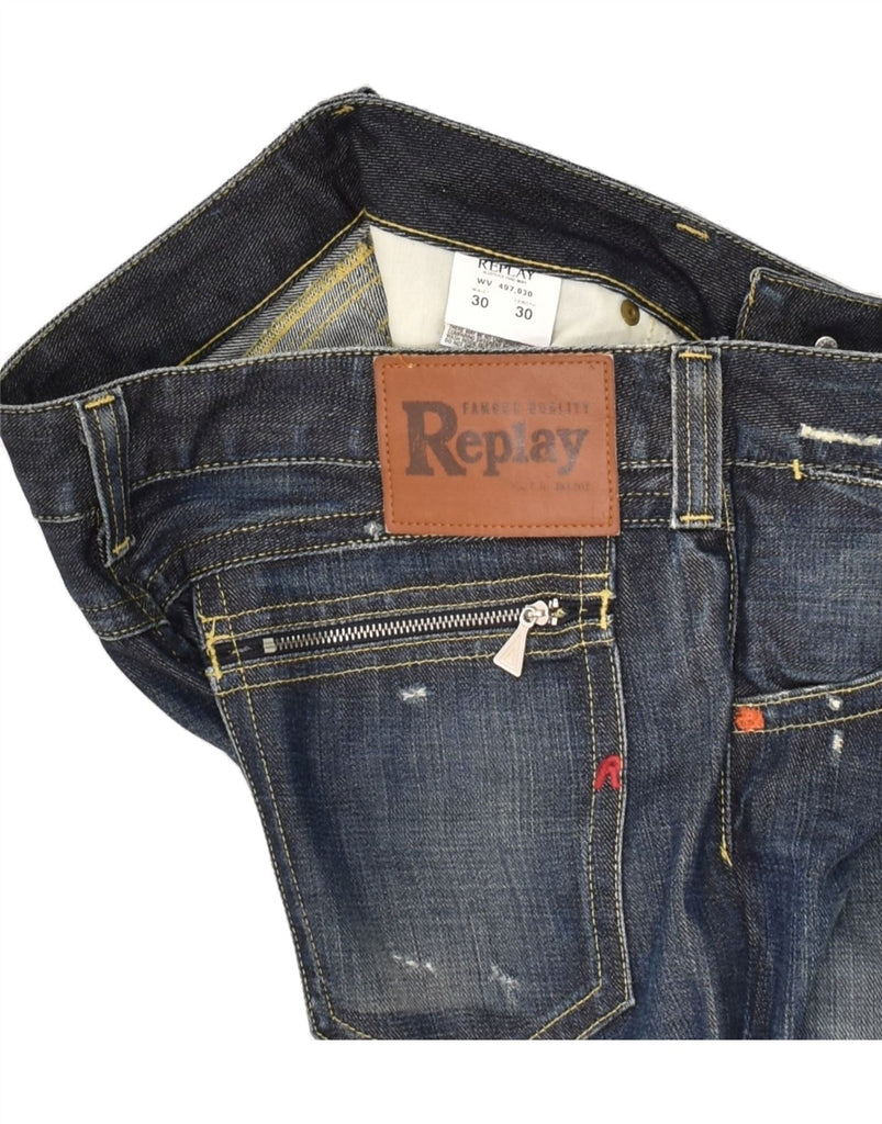 REPLAY Mens Straight Jeans W30 L30  Navy Blue Cotton | Vintage Replay | Thrift | Second-Hand Replay | Used Clothing | Messina Hembry 